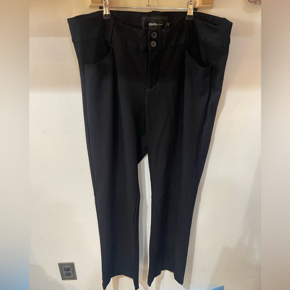 Torrid Black Studio Luxe Ponte Wide Leg Trouser Pant, size 24T
